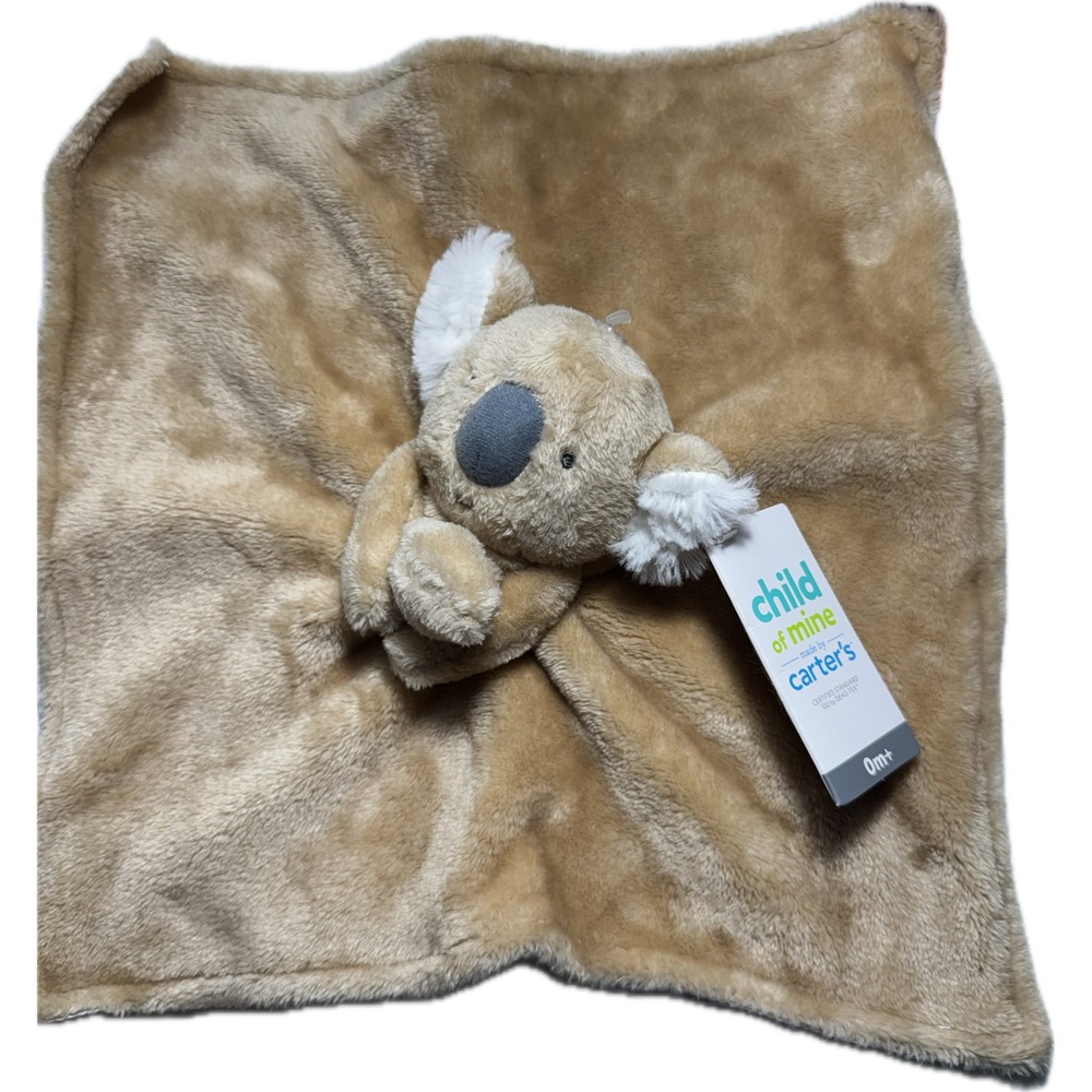 Child of Mine by Carters Koala Baby Security Blanket Lovey Plush Tan White 0m+